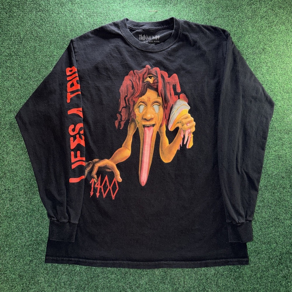 Trippie Red "Life's A Trip" Graphic Long Sleeve Shirt Unisex Large Black T